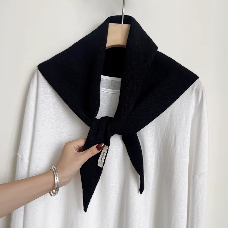 100% laine hiver écharpe pour femmes chaud triangle tricot foulards Hijab solide dame châle envelopp