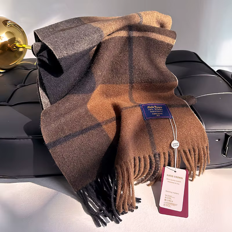 Écharpe en cachemire de luxe pour femmes, Foulard chaud à carreaux, châles féminins, enveloppes en l