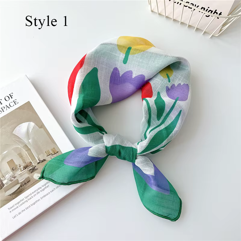 Foulard carré en coton 55/60cm pour femmes, châles et enveloppes Hijab carrés en lin doux, Foulard f