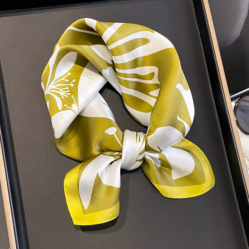 2025 mode 100% véritable foulard en soie 53cm carré Bandelet femmes soie tempérament petite écharpe
