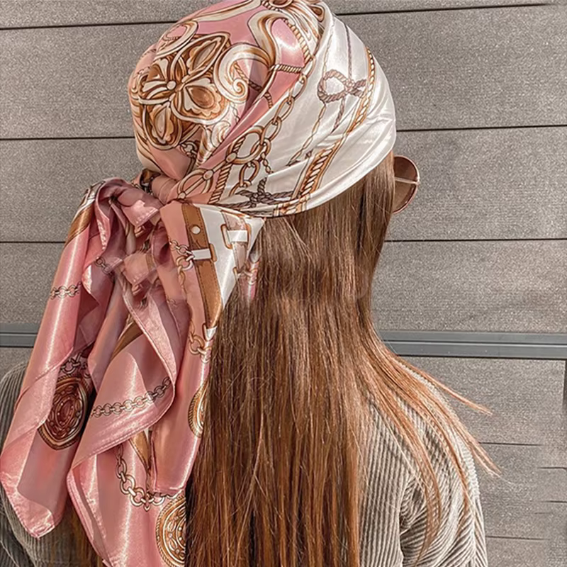 Foulards carrés en soie pour femmes, châles Hijab, imprimé à la mode, Foulard de tête, Bandana, paré
