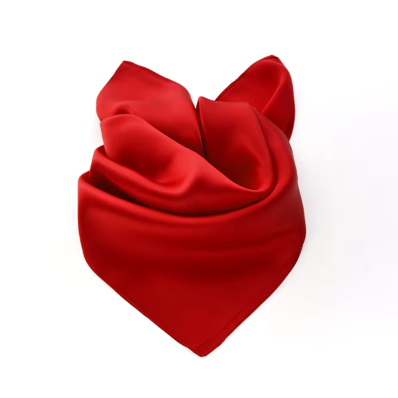 Rouge 100% foulard en soie naturelle petites femmes foulard de cou de luxe vraie soie 50*50 carré hi