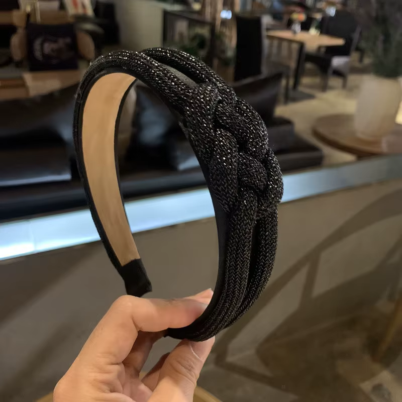 Nouvelle mode métal torsadé tissé bandeau femmes bandeau de cheveux adulte métal Lustre pliant doré