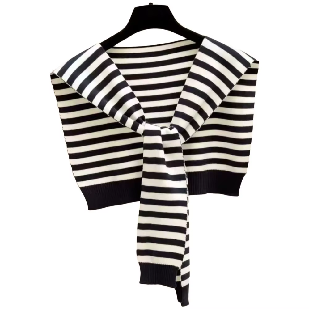 Châle tricoté léger et tendance, à rayures ou couleur unie, écharpe chaude et fine pour protéger les