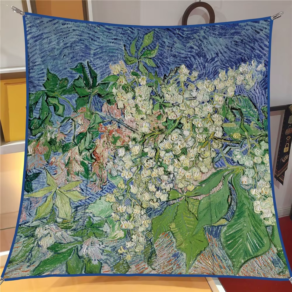 Foulard en soie femmes peinture à l'huile foulards carrés enveloppes tête Echarpes Foulards Femme ch