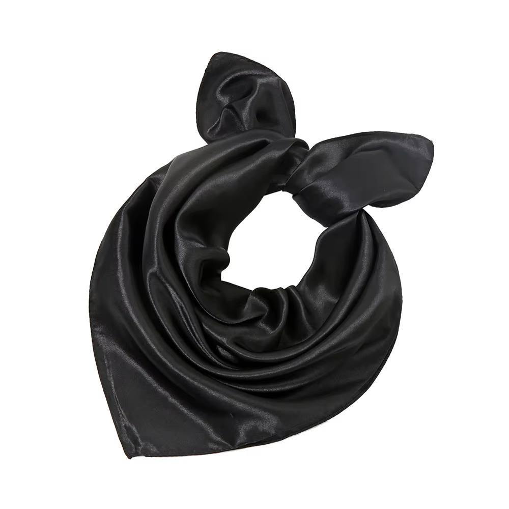 Foulard carré en Satin uni pour femmes, couleur unie, 60x60cm, Simulation de soie, petites écharpes,