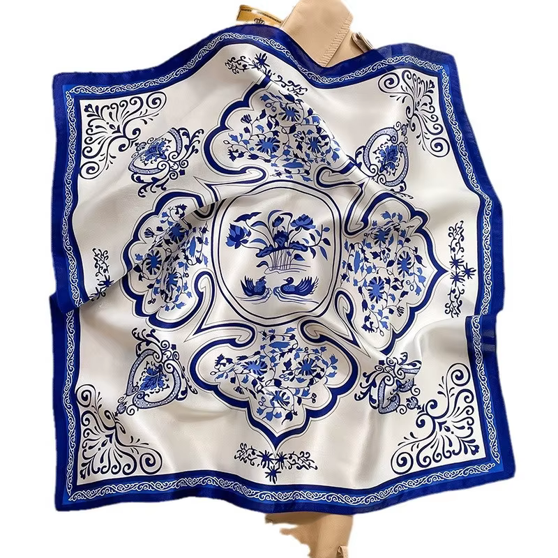 Écharpe en satin pour femmes, foulard de sac imprimé, bandana à tête carrée, petit cou, pour dames, 