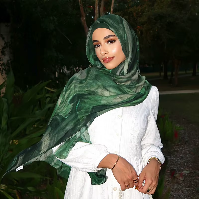 2025 nouvelle aquarelle florale Satin Modal Hijab écharpe respirant doux longue mode foulards foular