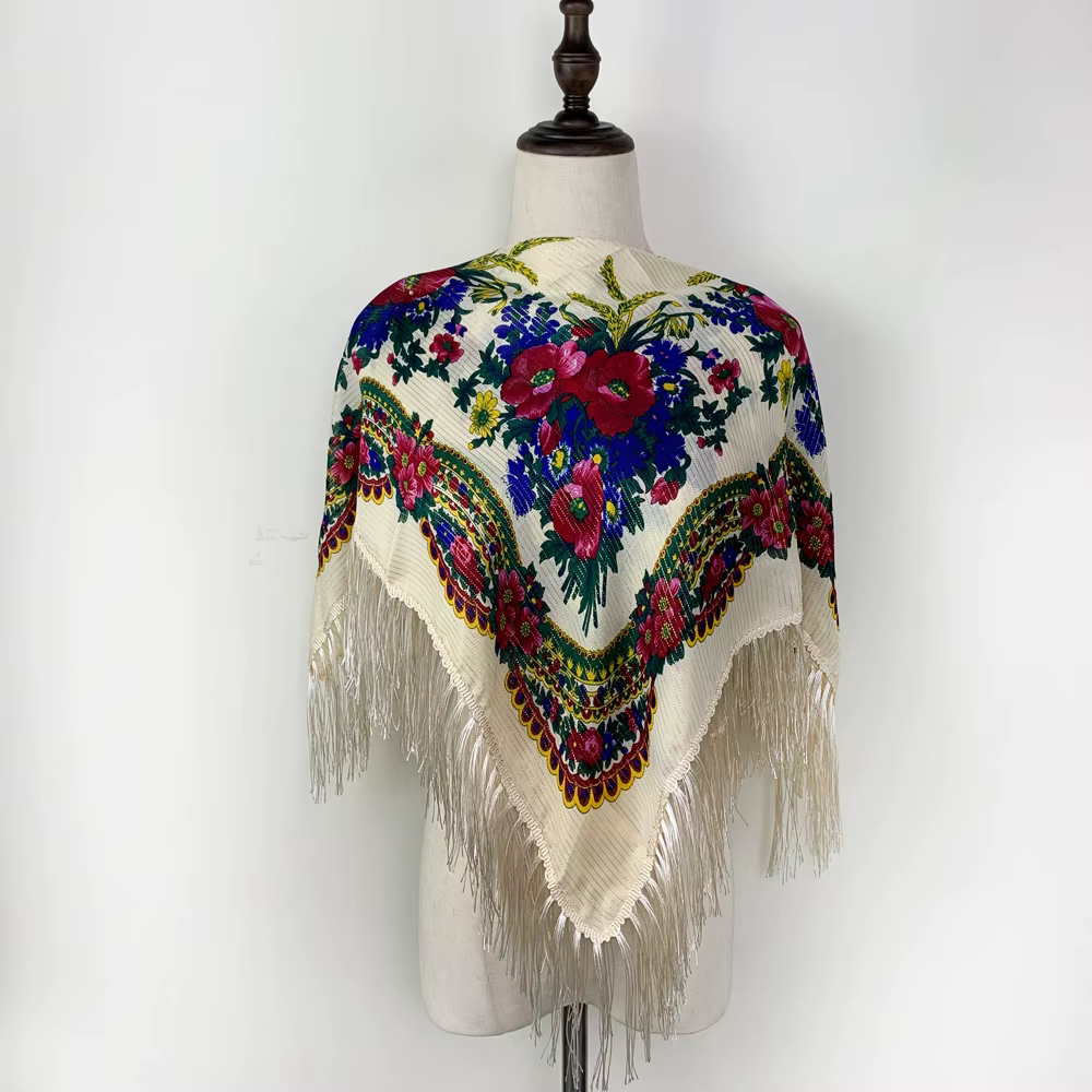 Russe carré Bandana écharpe femmes luxe imprimé fleuri frangé bandeau châle paréo dame bandeau foula