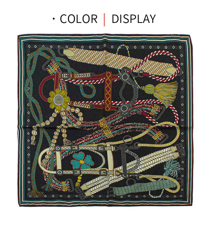 Bandana carré tendance pour femme 65*65cm en soie et laine, imprimé floral vintage, double face, éch