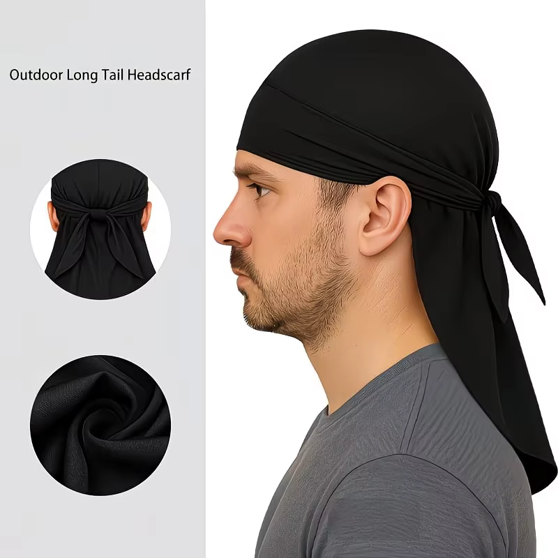Foulard de tête soyeux pour femmes et hommes, couvre-chef, bonnet long et extensible, bonnet anti-UV