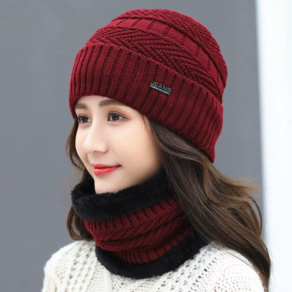 Ensemble deux pièces bonnet et écharpe pour hommes et femmes, bonnets chauds, bonnet Smile, bonnet S