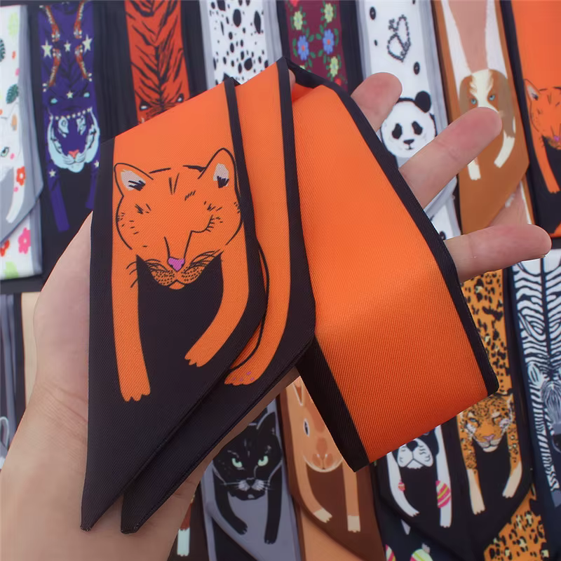 Foulard en soie fin imprimé animal 17 couleurs, nouvelle collection 2024, pour femme, marque de luxe