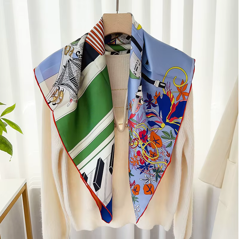 100% foulard en soie de mûrier 90 foulard en soie châle mode imprimé pour les femmes foulards de pri