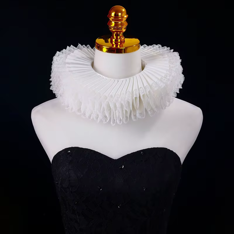 Faux col détachable et exagéré, Costume de spectacle d'opéra, col de reine en dentelle à volants de 