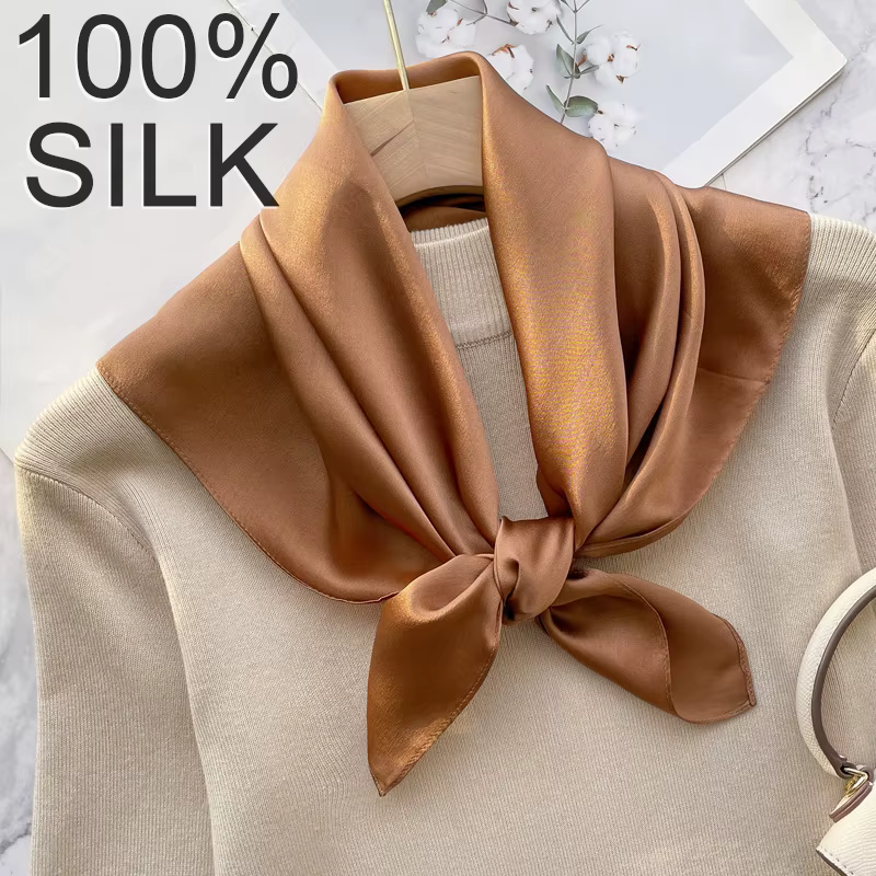 70Cm 100% foulard en soie de mûrier femmes foulards carrés Bandana Wrap foulard mûrier printemps mod