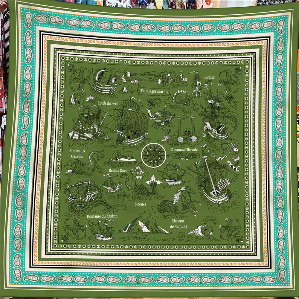 Foulard en cachemire de soie pour femmes, châles roulés manuellement, foulards carrés de cheval, Ban