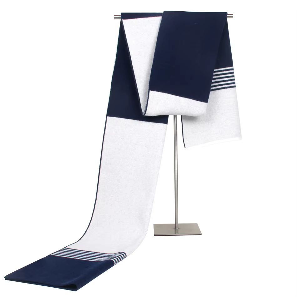 Écharpe tricotée Jacquard pour hommes d'âge moyen, mode européenne et américaine, bloc de couleurs,