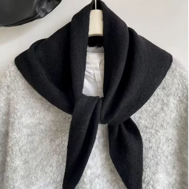 Écharpe triangulaire tricotée en laine pour femmes, écharpe chaude pour cheveux, coupe-vent, châle c