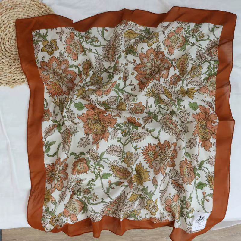 Foulard carré cerise 100% coton, imprimé assorti, doux et mignon, bandeau pour cheveux, Protection d