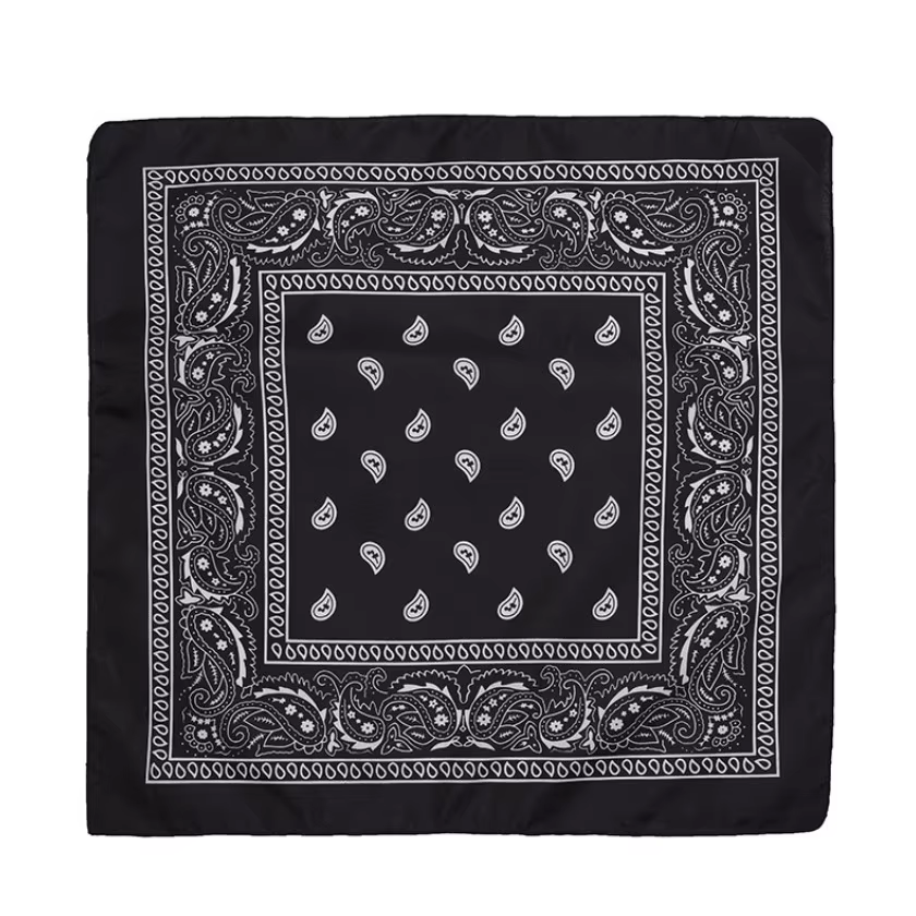Mode Hip Hop Bandana foulard unisexe noir bandeau de cheveux cou écharpe chapeaux bandes de poignet