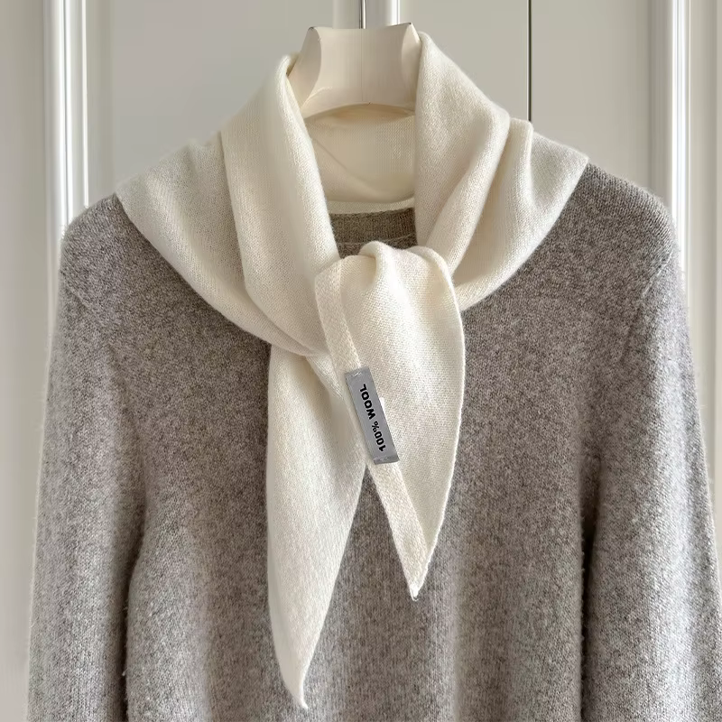 Écharpe tricotée 100% laine pour femme, écharpe chaude d'hiver, couleur unie brillante, châle épais,