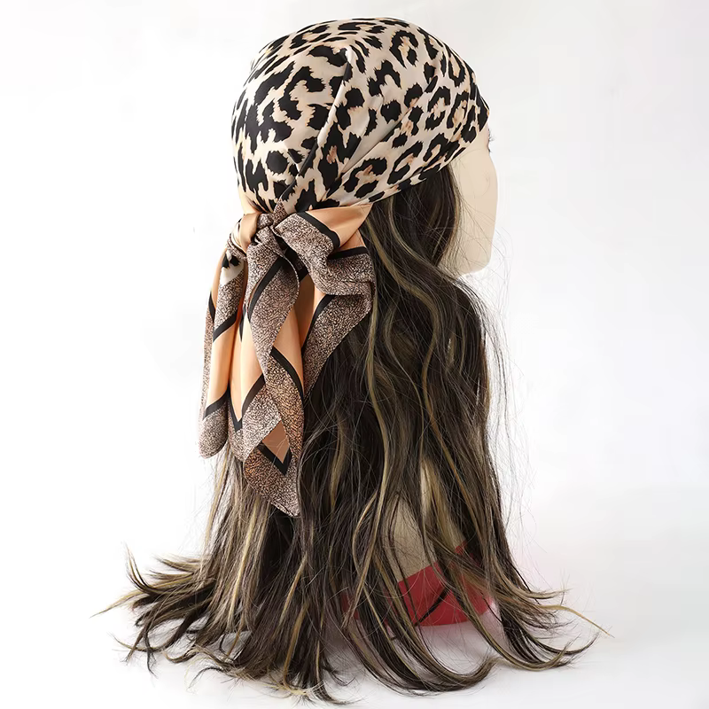 Foulard de luxe 60 couleurs pour femme, 70*70 cm, effet soie, carré, pour cheveux, châle en satin, g