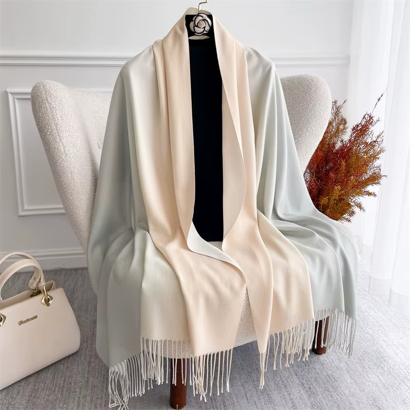 Écharpe en cachemire solide pour femme, 40 couleurs, châle chaud, Hijab, couverture Pashmina, pompon