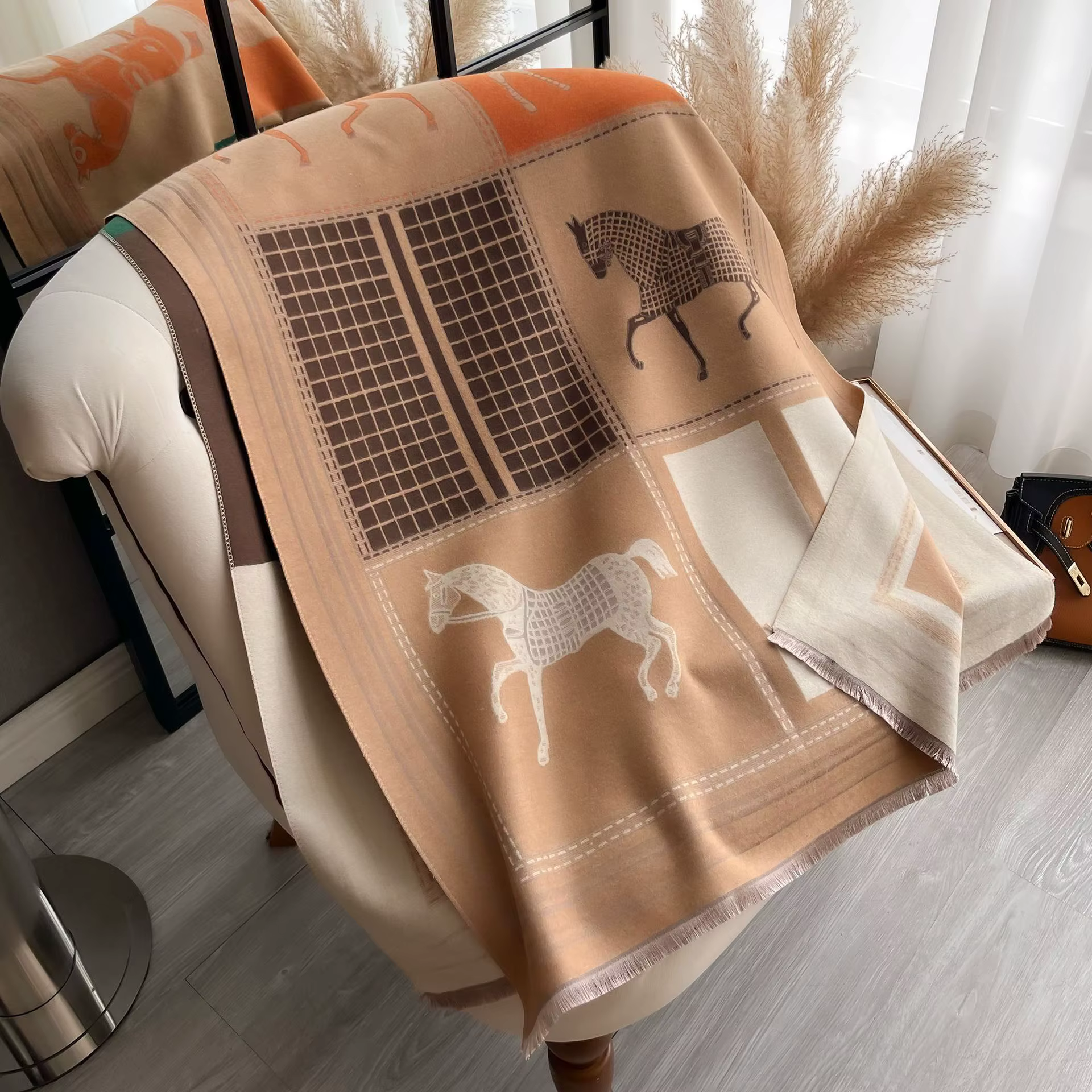 Automne hiver écharpe femmes Pashmina châles cheval imprimé enveloppes couverture en cachemire chaud