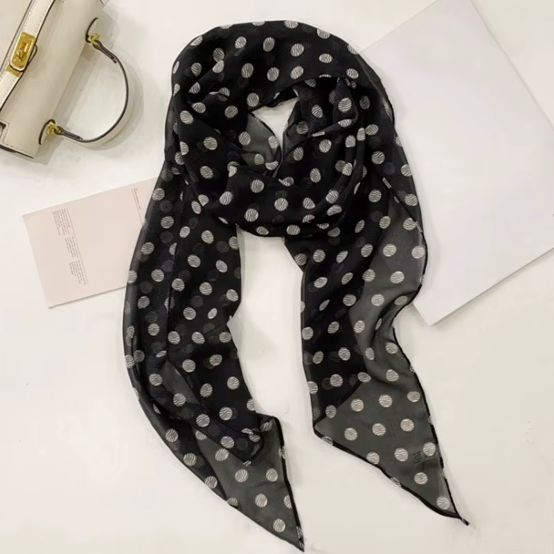 Écharpe fine à pois pour femmes, élégante écharpe longue pour le cou, accessoire polyvalent de style