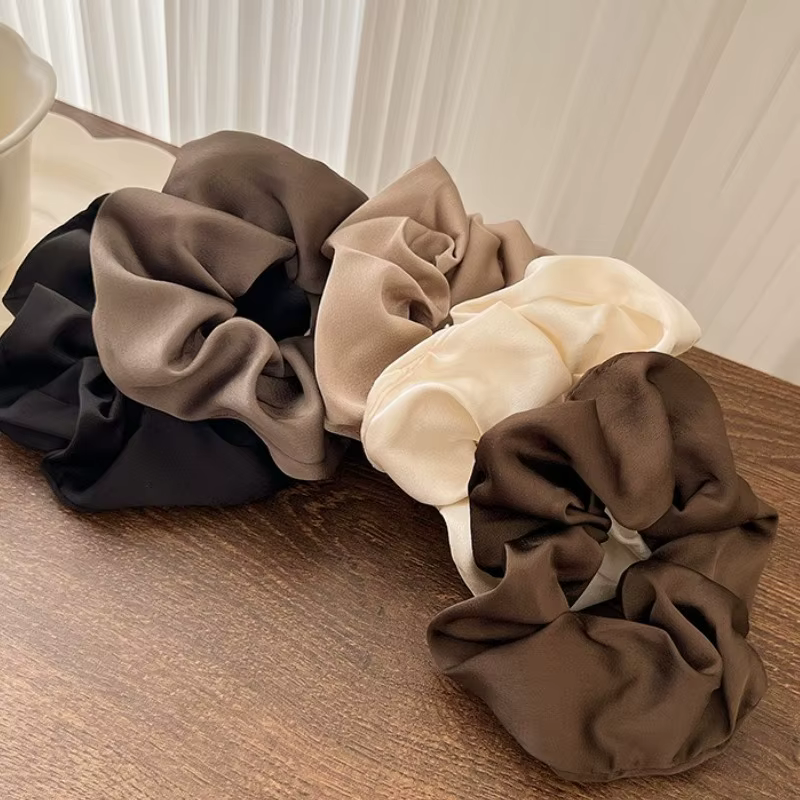 Chouchous en Satin de soie Vintage, 1 pièce, bandes élastiques pour cheveux, couleur unie, couvre-ch