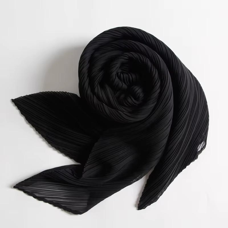 Écharpe plissée longue et large pour femme, châle pare-brise, écharpe coréenne, printemps, été, auto