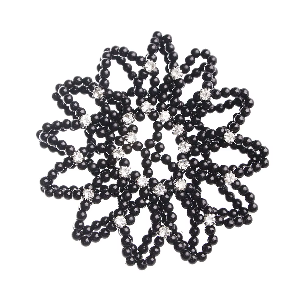 Mode dames Crochet Balle Snood cristal à la main chignon Net chapeaux perle filets à cheveux chignon