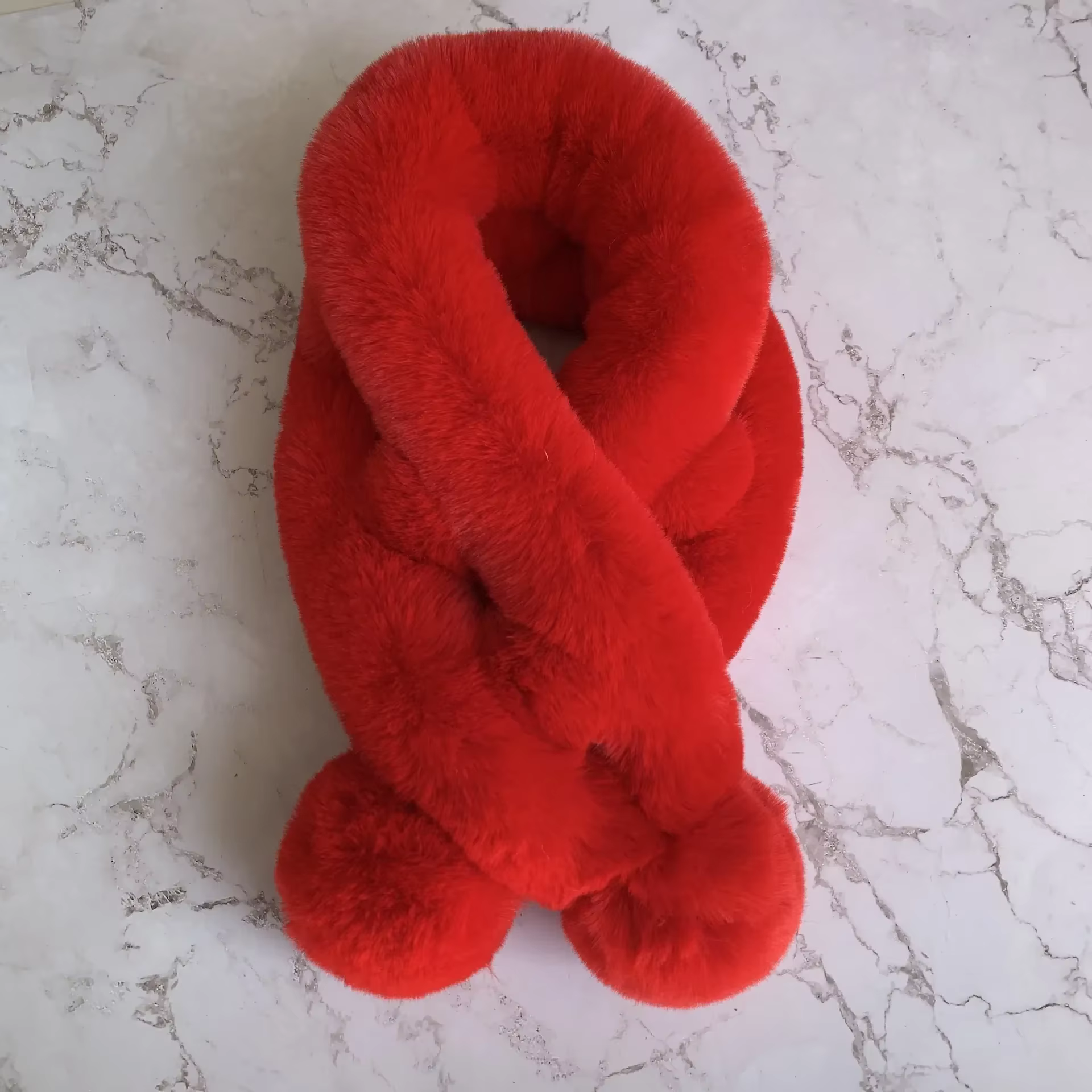 Écharpe épaisse et chaude en fourrure de lapin, nouvelle mode automne et hiver, couleur unie, boule 