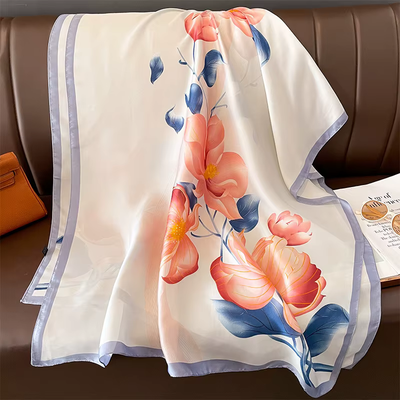 Écharpe Hijab en Satin pour Femme, Design à la Mode, Étole de Plage, Protection Solaire d'Été, Foula