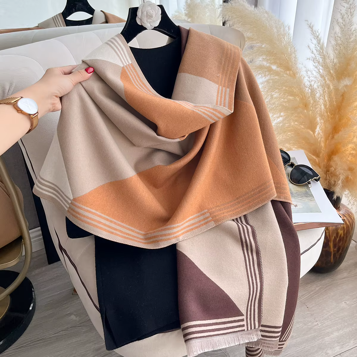 2025 luxe hiver cachemire écharpe femmes nouveau Design chaud Pashmina couverture Poncho foulards fe