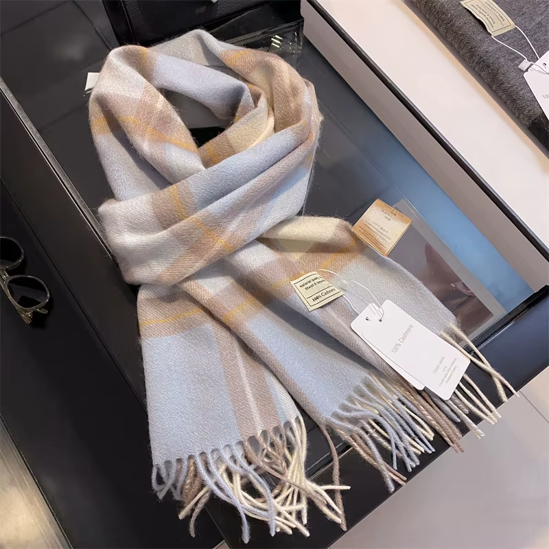 Écharpe en cachemire pur pour femme, châle chaud d'hiver, Design de Grain en damier, accessoire de C