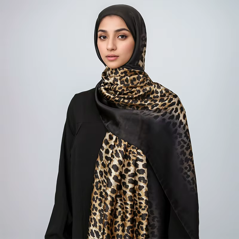 Foulard Carré en Soie Imprimée pour Femme, Design Luxueux, Châle Grande Taille, Bandeau Valide ens, 