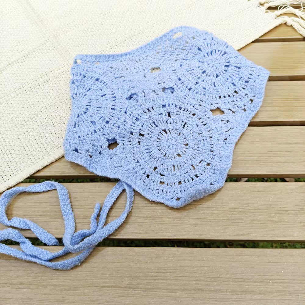 Foulard triangulaire en crochet à fleurs, Bandana, Foulard pour cheveux tricoté, Bandeau, Foulard à