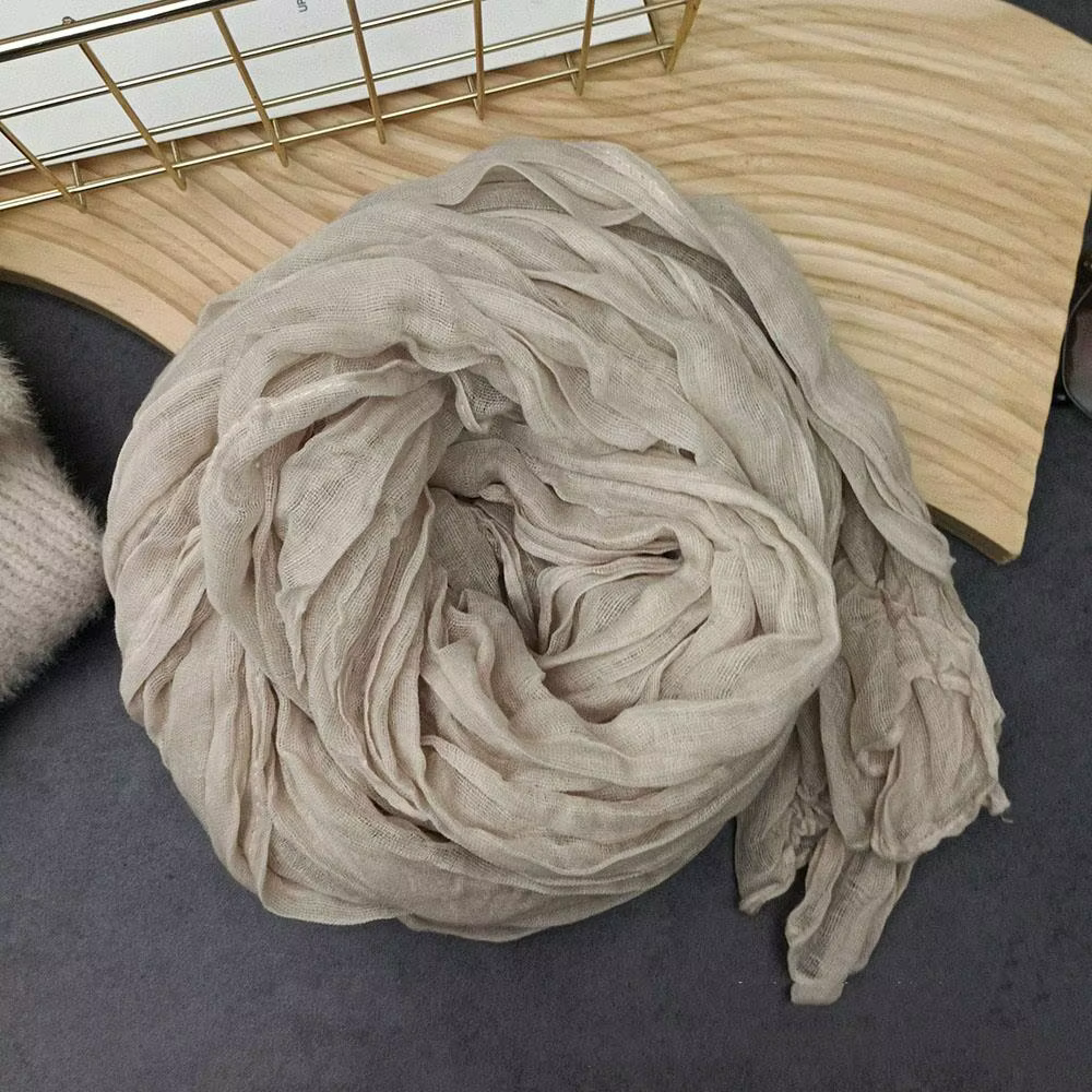 Vintage coton chanvre dégradé écharpe châle 180X90Cm longue écharpe couleur unie automne hiver cou p