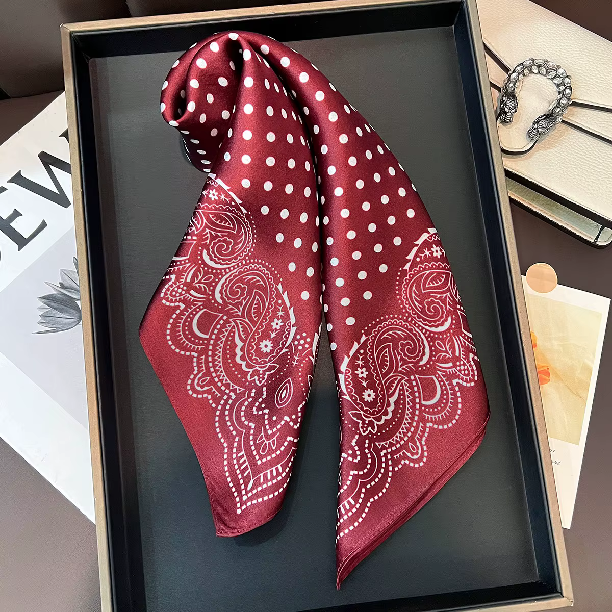 Homme Écharpe 100% Réel Soie Bandana Foulard Rouge Paisley Cravate Cou Foulards Costume Angleterre I