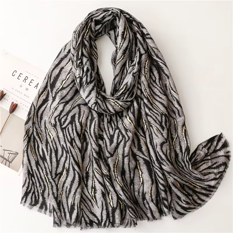 Mode femmes zèbre-rayure florale Viscose châle écharpe imprimé doux dame haute qualité Pashmina étol