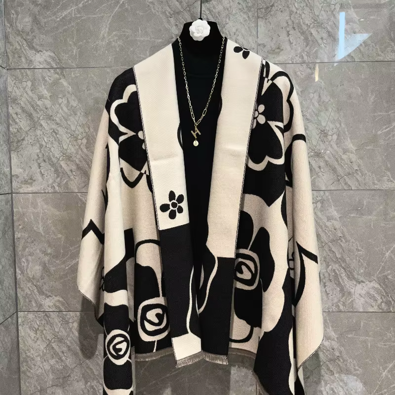 2025 nouvelles femmes élégantes fleurs doux Pashmina écharpe longue châle enveloppes automne hiver f