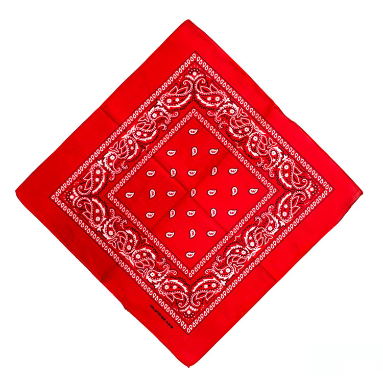 Hip Hop Cowboy Paisley écharpe grand bandana tête écharpe carrée hommes femmes 55x55 cm noir rouge b