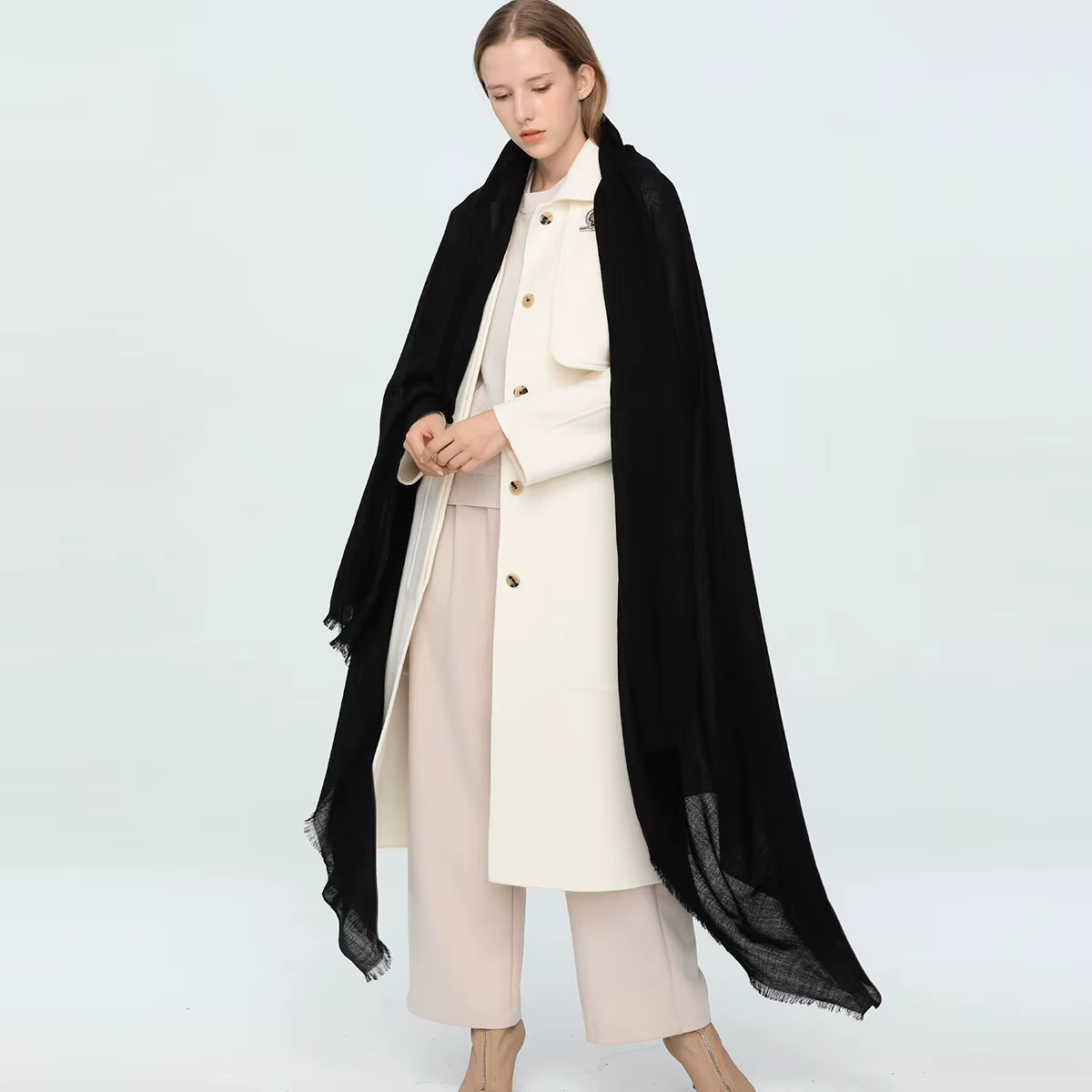 Bufanda-Écharpe en cachemire de marque de luxe pour hommes et femmes, écharpes en laine, grande tail