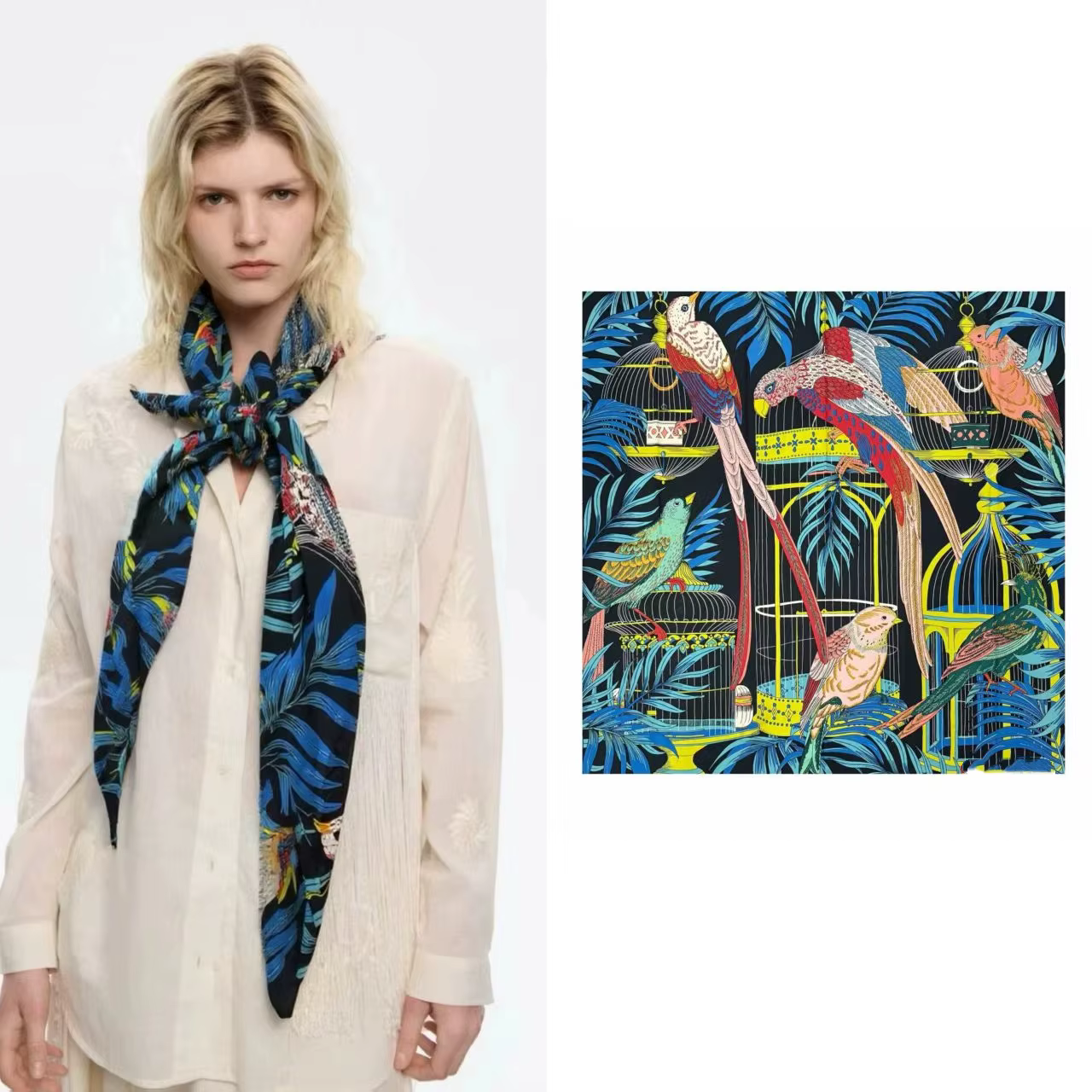 Écharpes en soie pour femme à pois Écharpe Graffiti Bandana, foulard carré tendance, 120cm x 1