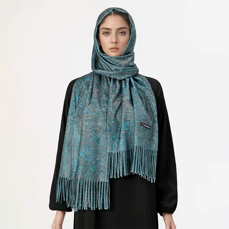 Écharpe Pashmina en Cachemire à Imprimé Paisley pour Femme, Châle Enveloppant Hijab, Marque de Luxe,