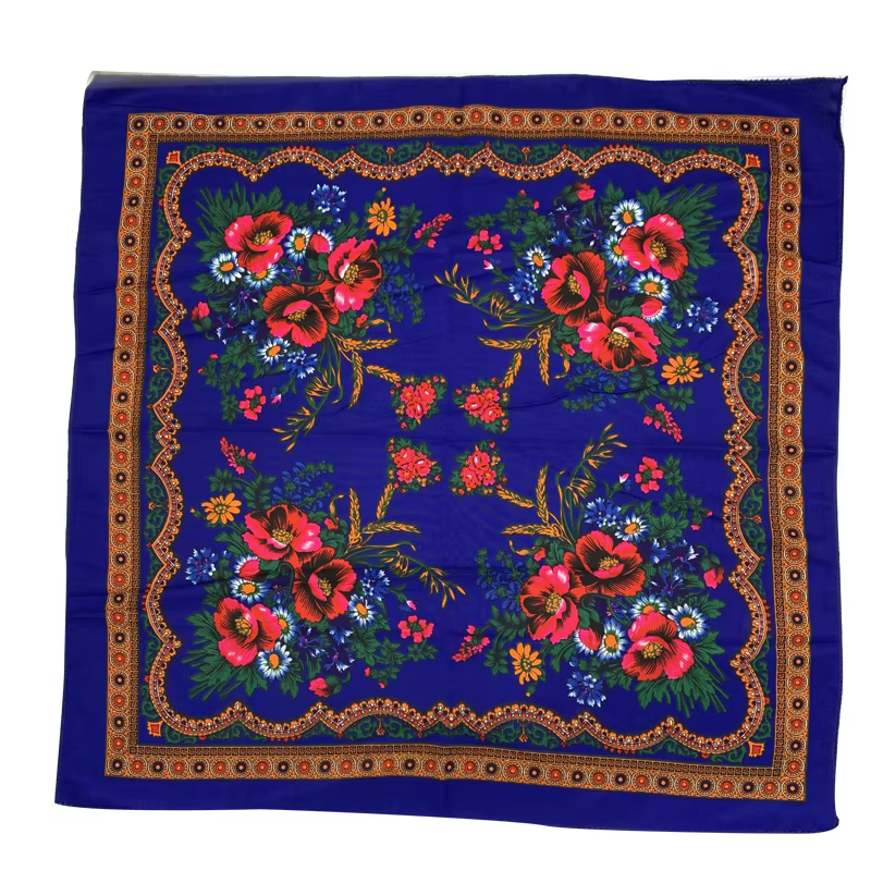 Foulard Imprimé Floral Rétro pour Femme, Bandana Carré, Châle, Bande de Sauna, Russe, National