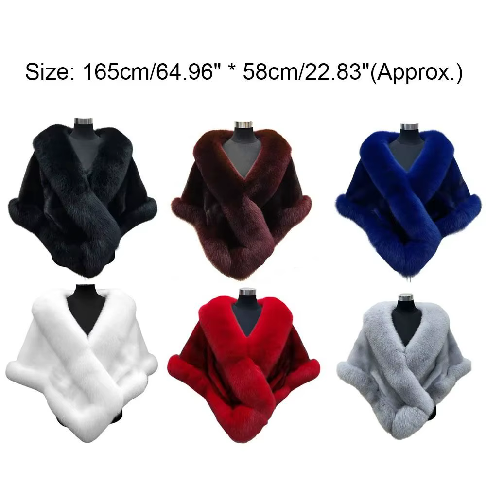 Mode hiver chaud châle épaissir mariée Cardigan Cape manteau fausse fourrure col châle nouvelle écha