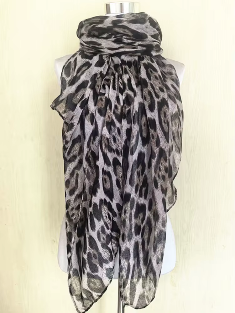 Écharpe longue imprimée léopard pour femmes, Hijab bohème aquarelle, doux, musulman, Floral, respira